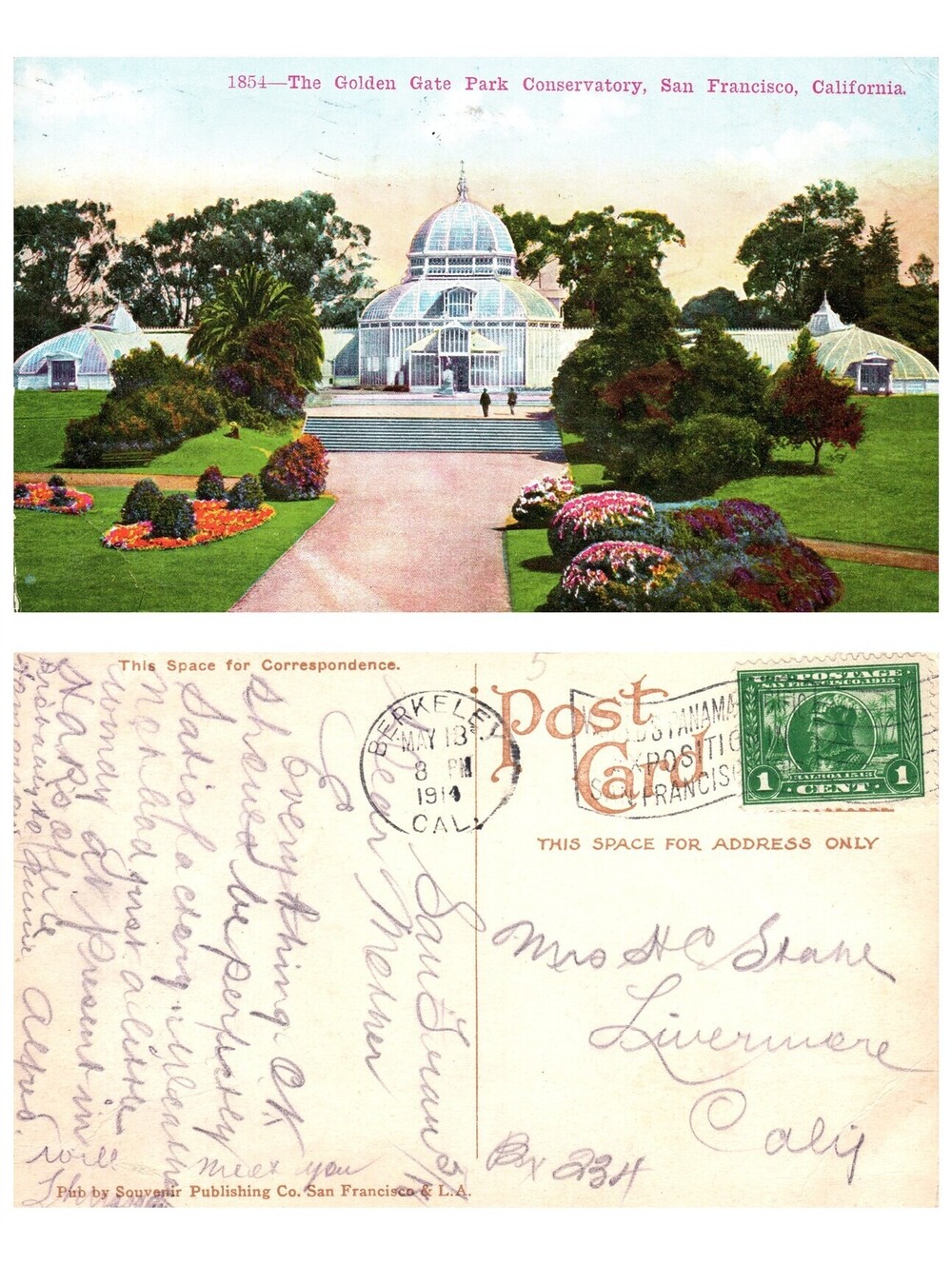 Vintage Postcard Golden Gate Park Conservatory San Francisco